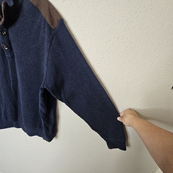 Cremieux Classics Mens XL Cotton Sweater Pullover Blue Brown Button Arm Patch - Picture 7 of 11